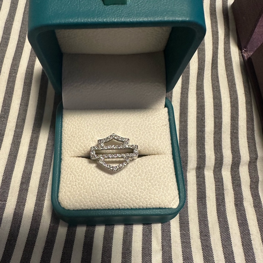 Harley-Davidson Silver Ring with Crystal Accents